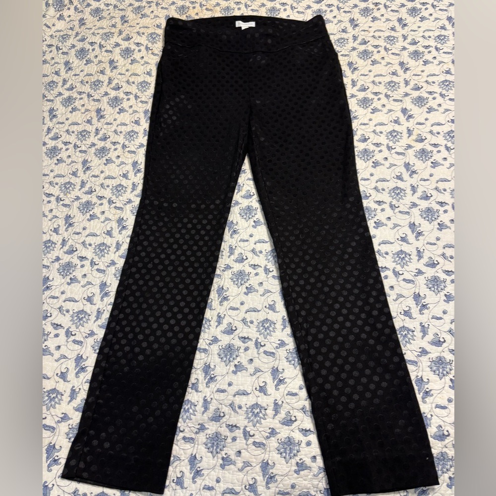 Charter Club Black on Black Polka Dots STRETCH dress pants Size 10